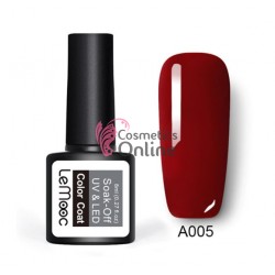 Oja semipermanenta LeMooc color UV / LED de 8 ml Cod A005 Bruno Red + 1 Cutie sclipici Auriu Cadou